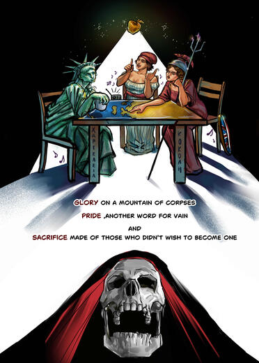 A comic for the "Trojan women: struggle at the ruins" exhibition at The Michael cacoyannis foundation